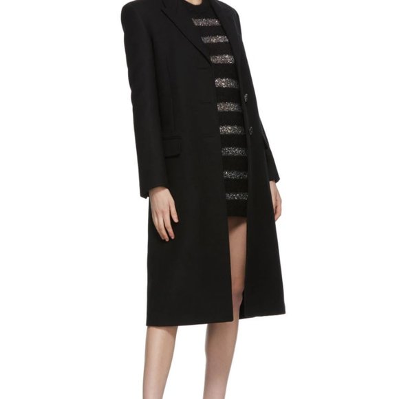 SAINT LAURENT - Black & Silver Mohair Sequin Striped Dress - Picture 4 of 4